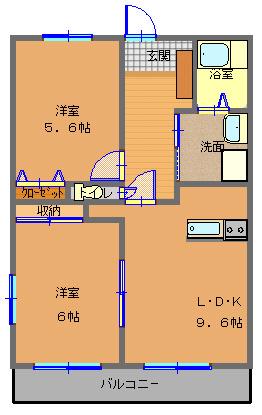 サンフォレスト(2LDK/2階)の間取り写真