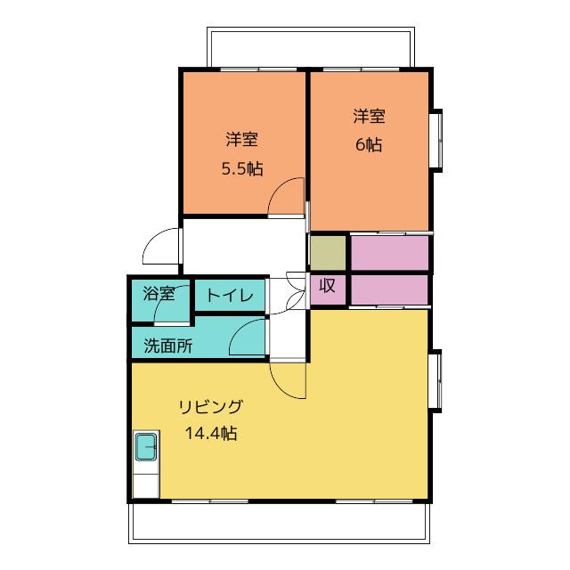 サニーコート(2LDK/2階)の間取り写真