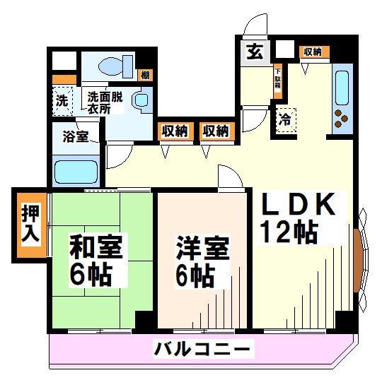 クレストコート府中天神町(2LDK/2階)の間取り写真