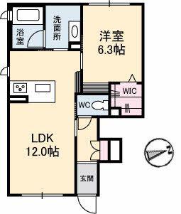 ネクストN(1LDK/1階)の間取り写真