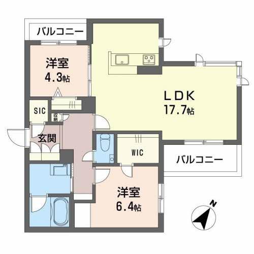 シャーメゾンマーリエ3(2LDK/2階)の間取り写真