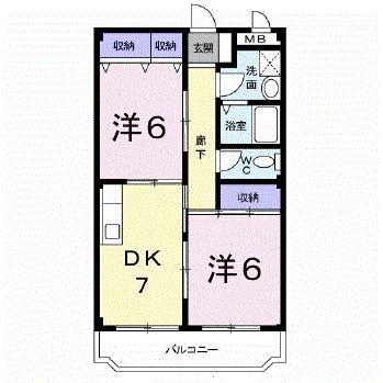 リバーサイドハイツ(2DK/3階)の間取り写真