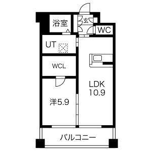 翠城IV(1LDK/1階)の間取り写真