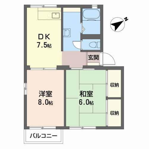 ソフィア栗東B棟(2DK/2階)の間取り写真