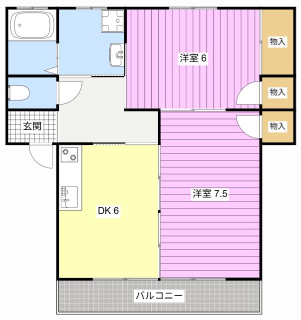 フレスコ(2DK/2階)の間取り写真