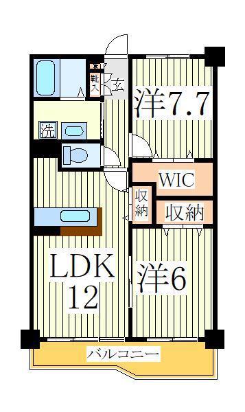 ラフレシールA(2LDK/4階)の間取り写真