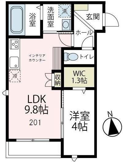 フラワーコート(1LDK/2階)の間取り写真
