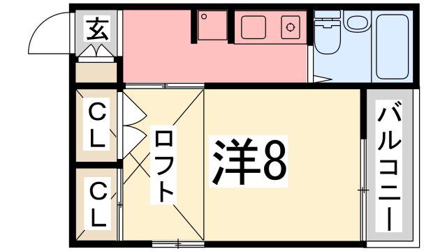 SMILE東今宿(1K/1階)の間取り写真