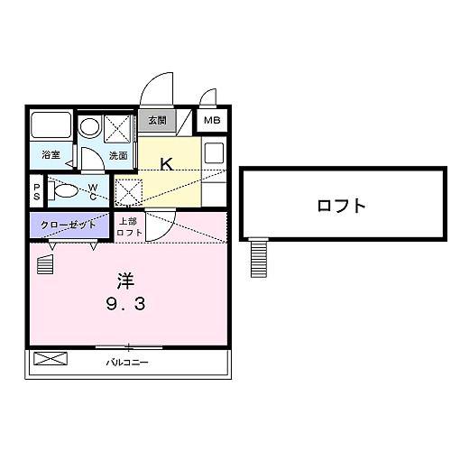 バンブーイン(1K/2階)の間取り写真
