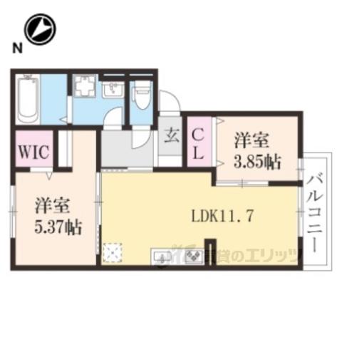 メルベーユM(2LDK/2階)の間取り写真