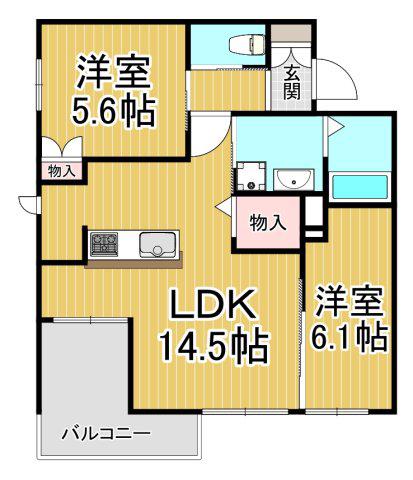 LOOPRESIDENCE(2LDK/3階)の間取り写真
