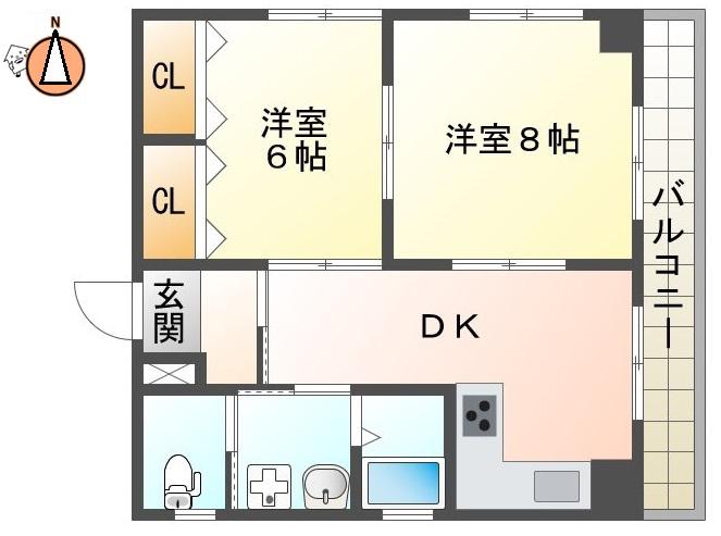 グランフロント東吉野(2DK/5階)の間取り写真
