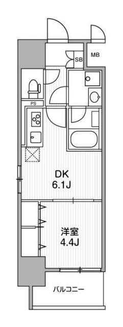 ROOTS SHIKI(1DK/8階)の間取り写真
