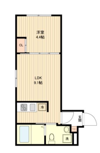 ジェムストーン池上(1LDK/2階)の間取り写真