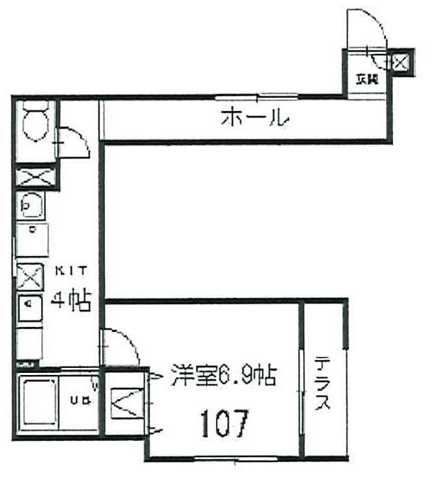 カーサヴェルデ高津(1K/1階)の間取り写真