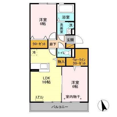 メゾンドシャルマン(2LDK/3階)の間取り写真