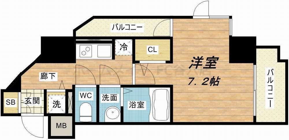 S-RESIDENCE南堀江(1K/7階)の間取り写真