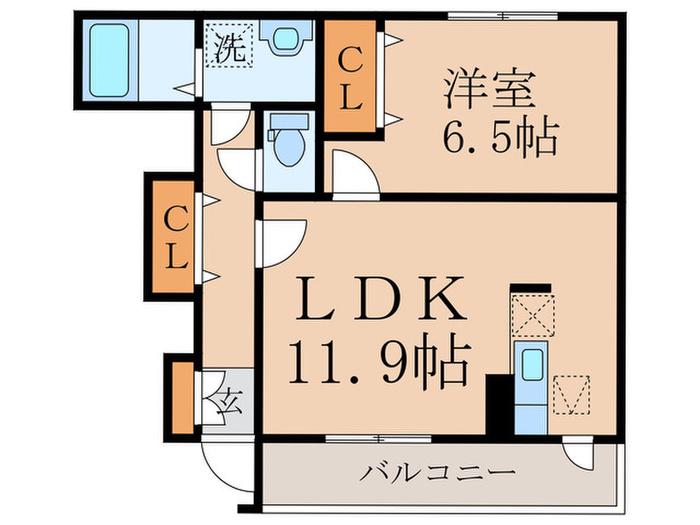 コンフリエ下里 I(1LDK/1階)の間取り写真