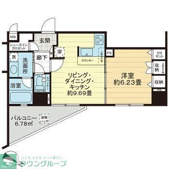 デュオ・スカーラ赤坂II(1LDK/5階)の間取り写真