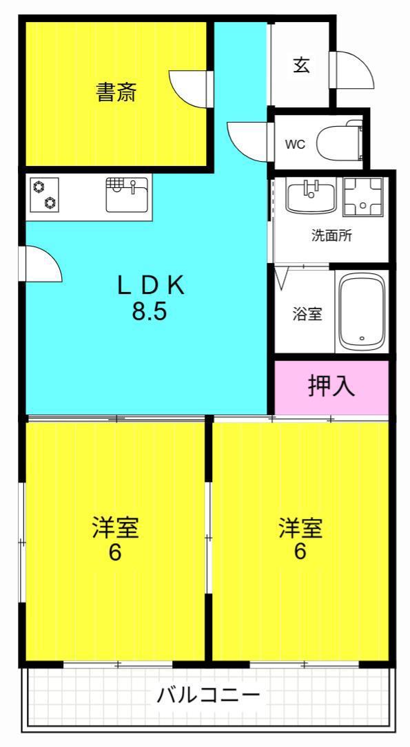 阪急甲陽線 苦楽園口駅 徒歩3分 4階建 築6年(2LDK/3階)の間取り写真