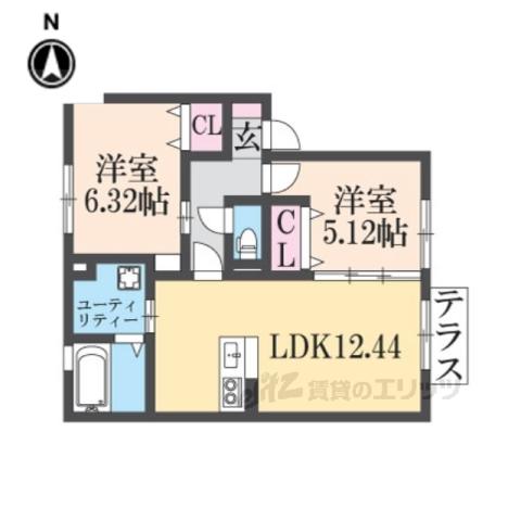 グリーンコート(2LDK/1階)の間取り写真