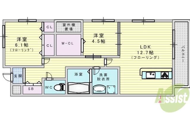 フォレストコートN(2LDK/3階)の間取り写真