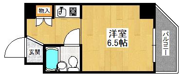 シェルプール弐番館(ワンルーム/2階)の間取り写真