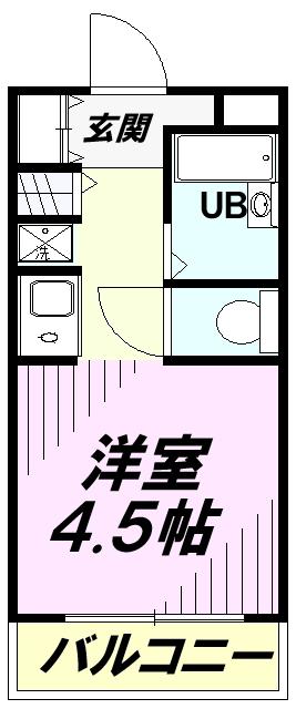 クレシェール狭山ヶ丘(1K/2階)の間取り写真