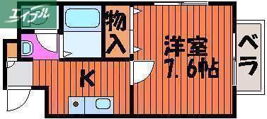 カサブランカ十日市(1K/3階)の間取り写真