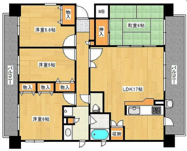 クレアセトル草津(4LDK/9階)の間取り写真