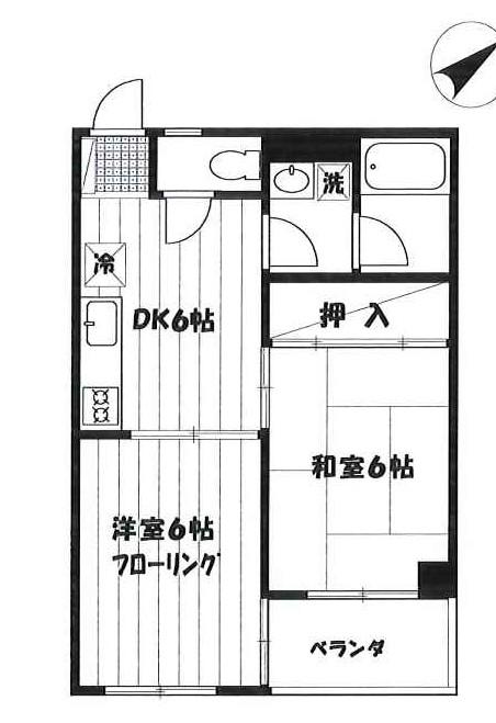 エクセル羽沢(2DK/4階)の間取り写真