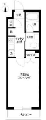 シャルム白金(1K/3階)の間取り写真