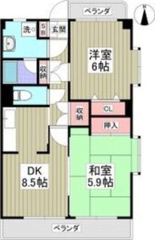 セントヒルズ東川口(2DK/6階)の間取り写真