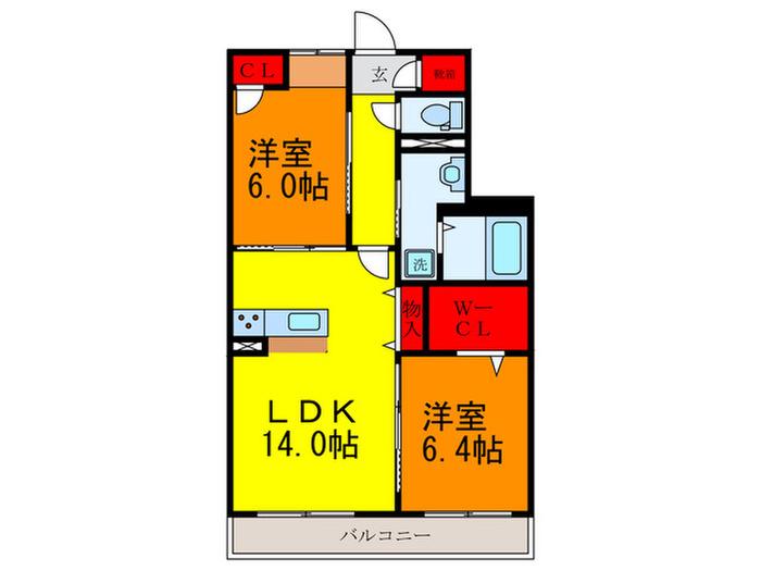 SUPELEIL(2LDK/3階)の間取り写真