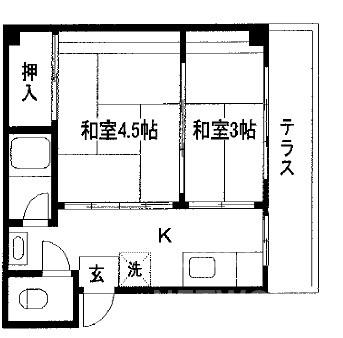 松永マンション(1K/1階)の間取り写真