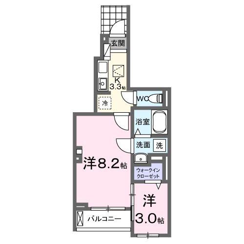 チェルシー(2K/1階)の間取り写真
