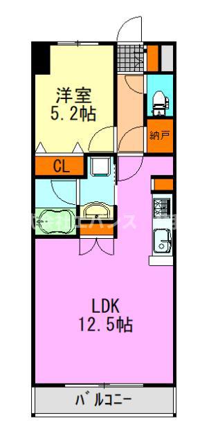 エコロジー千葉みなとレジデンス(1LDK/3階)の間取り写真