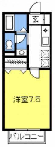 リバーサイドハイツIII(1K/2階)の間取り写真