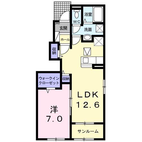 POPORA III(1LDK/1階)の間取り写真