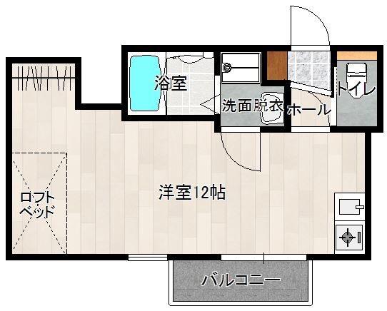 VISTAFIVE峰坂(ワンルーム/2階)の間取り写真