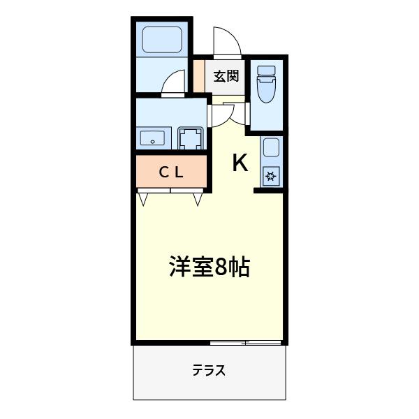 プロ―スト高槻(1K/1階)の間取り写真
