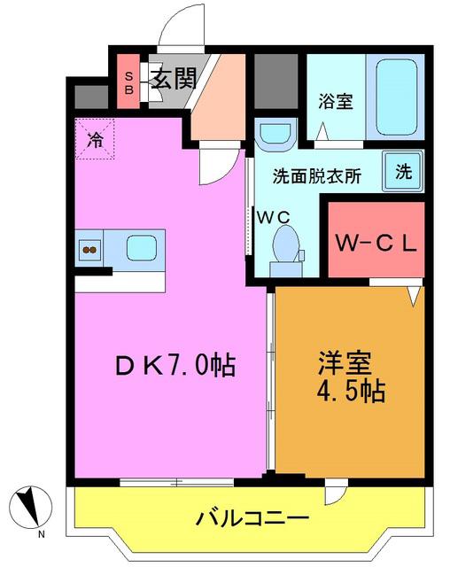 CRESCENT COURT(1DK/3階)の間取り写真