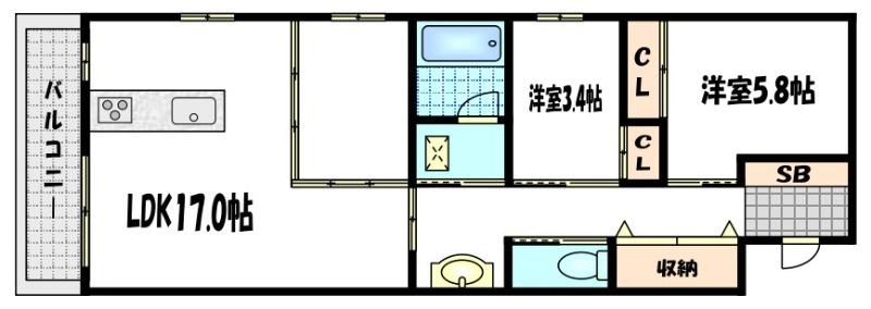 RHINO FLATS JOY(3LDK/3階)の間取り写真