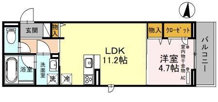 アンビエンテ(1LDK/2階)の間取り写真