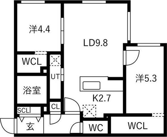 北8東8MS(2LDK/1階)の間取り写真