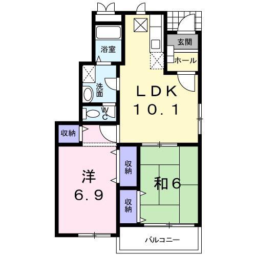 フラワータウンB(2LDK/1階)の間取り写真