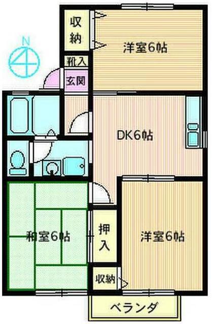 ポルシェ海老名A棟(3DK/2階)の間取り写真