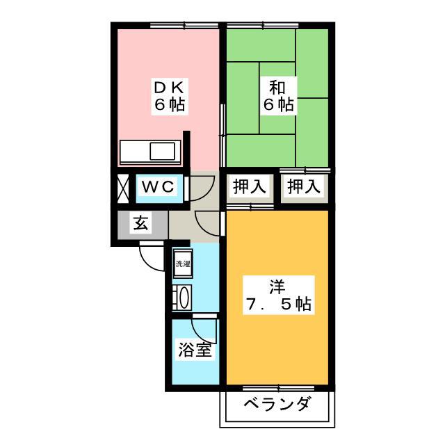サンティーヌ神山(2DK/2階)の間取り写真