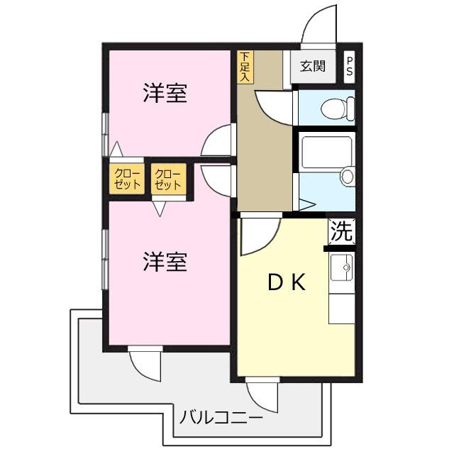 センチュリー羽沢(2DK/4階)の間取り写真