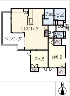 PRIME STATE(2LDK/4階)の間取り写真
